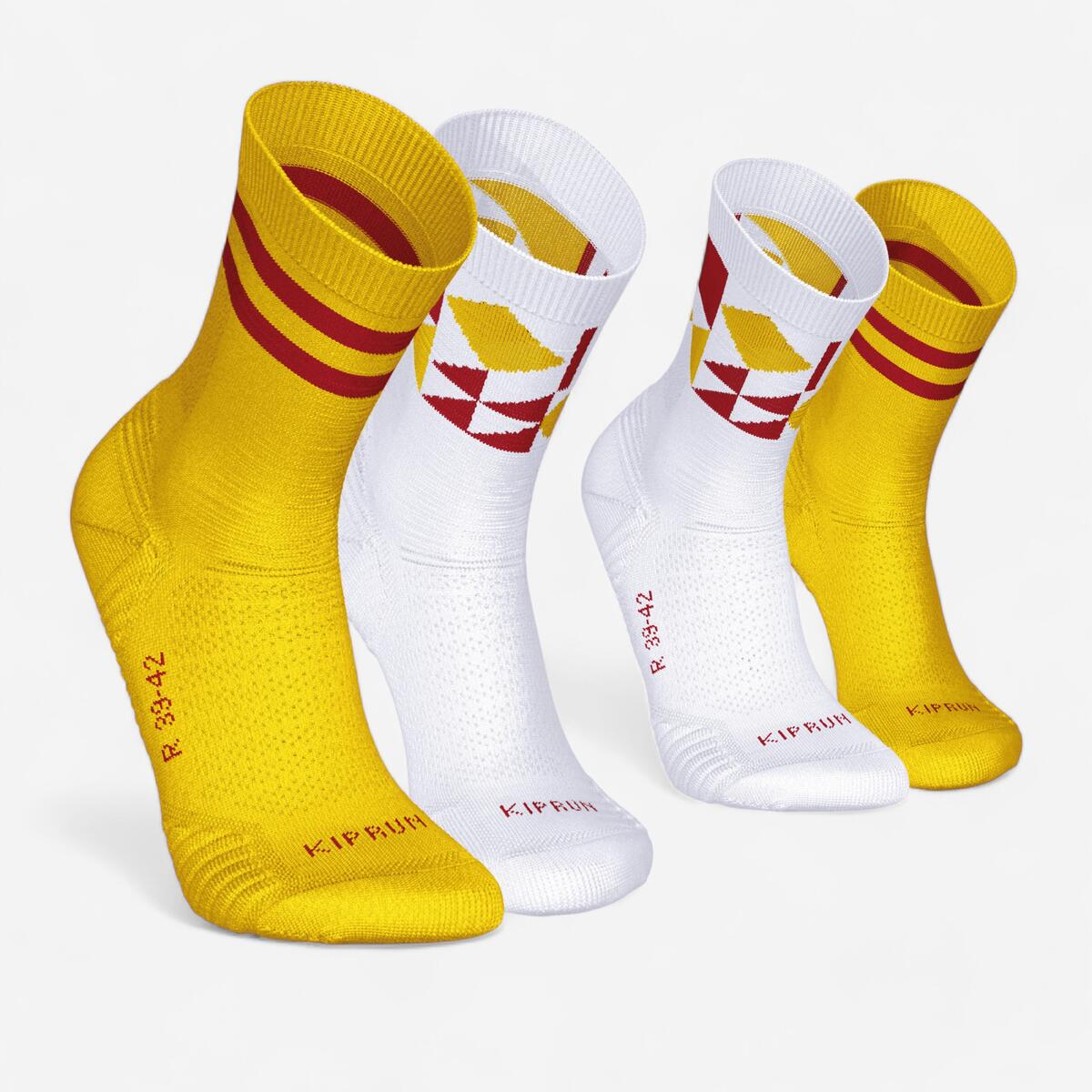 Lot de 2 paires de chaussettes de running run500 epaisses mi-mollet espagne