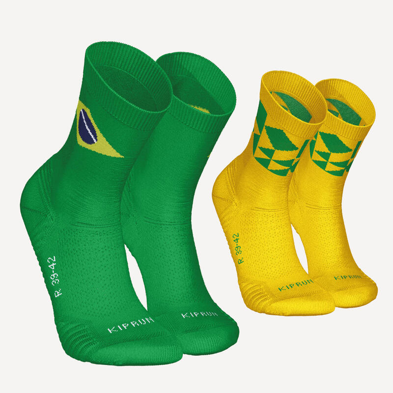 LOT de 2 PAIRES de CHAUSSETTES DE RUNNING RUN500 EPAISSES MI-MOLLET