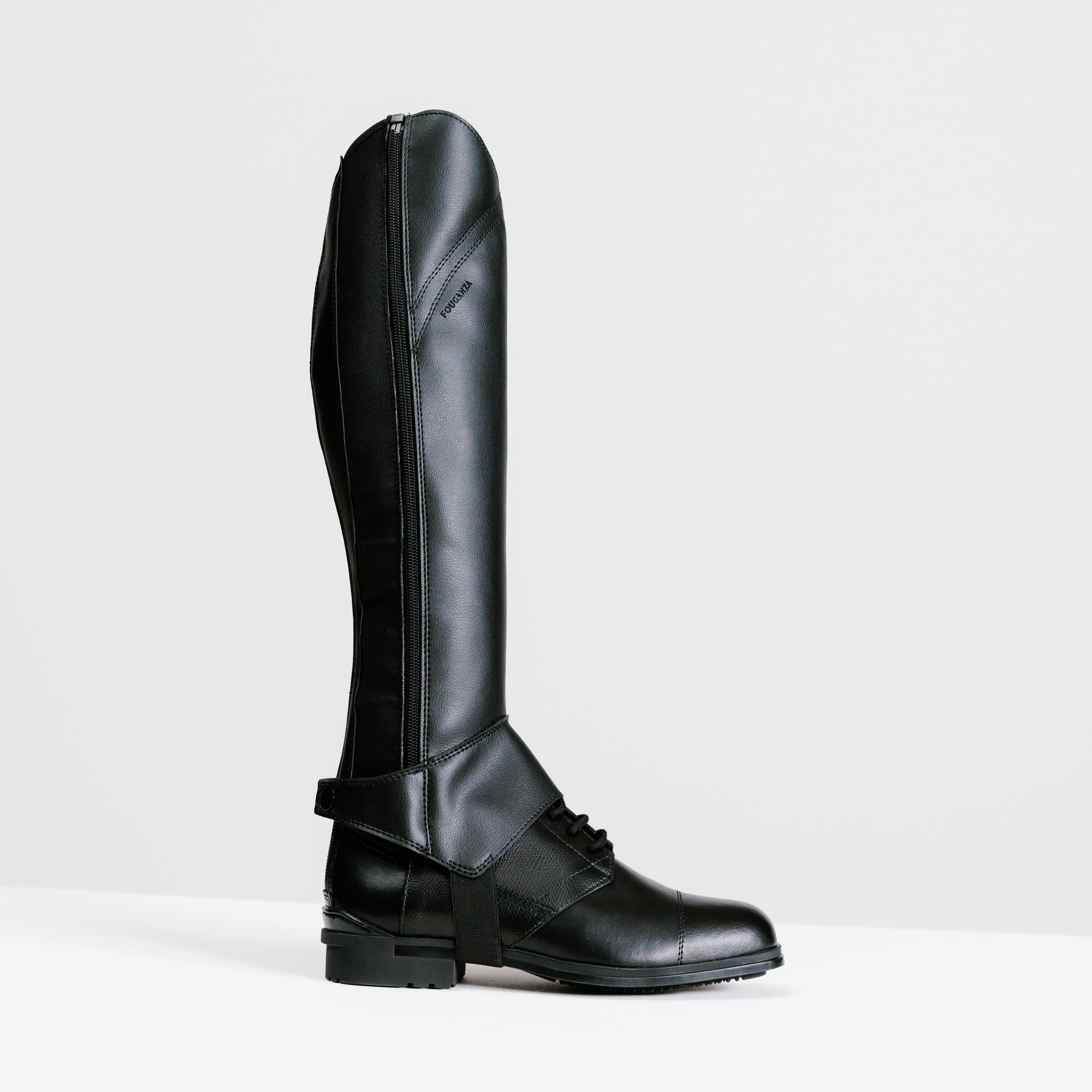 Horse Riding Leather Jodhpur Boots 500 Black Graphite black