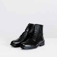 Women's Horse Riding Lace-Up Leather Jodhpur Boots 500 - Black