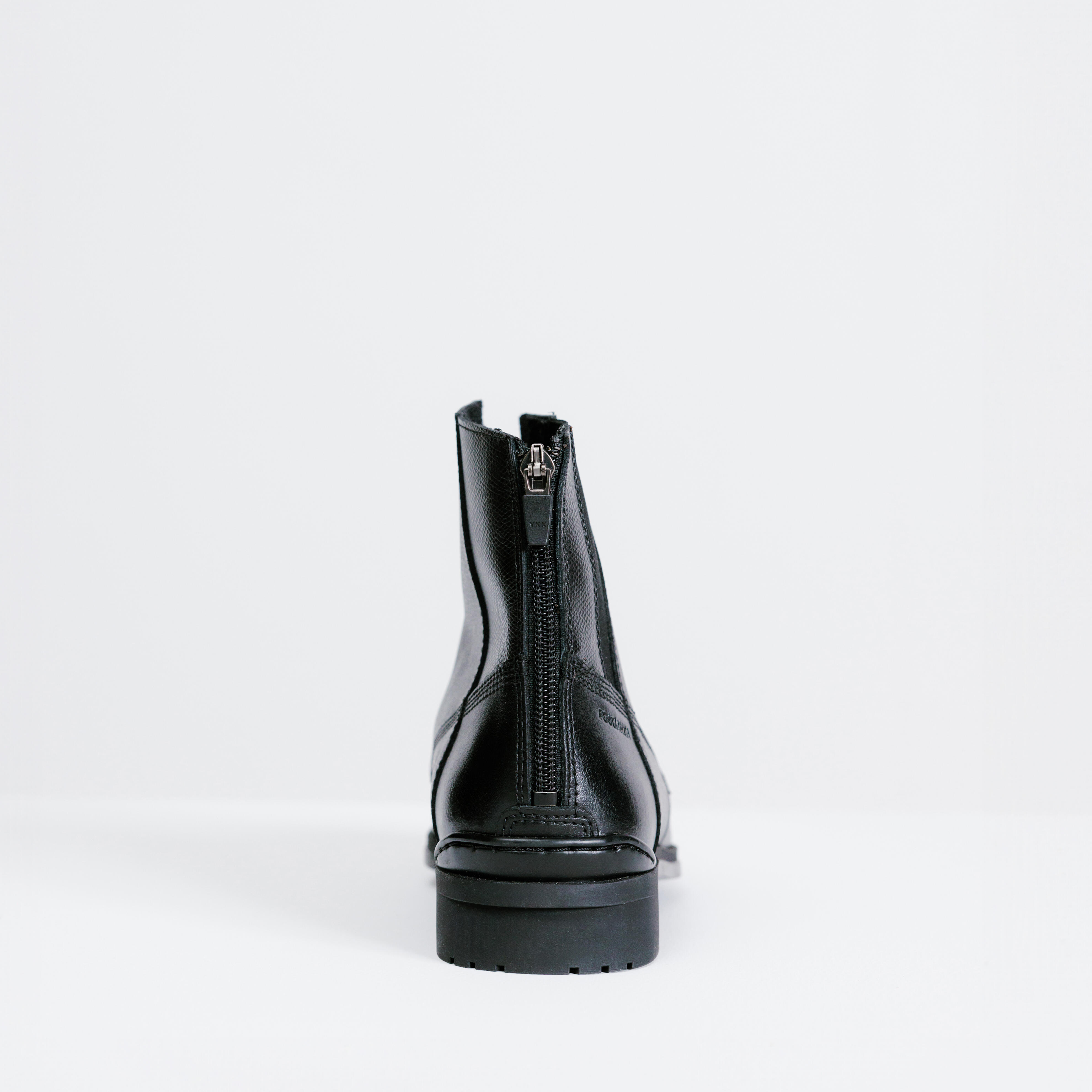 Boots d’équitation en cuir à lacets femme - 500 noir - FOUGANZA