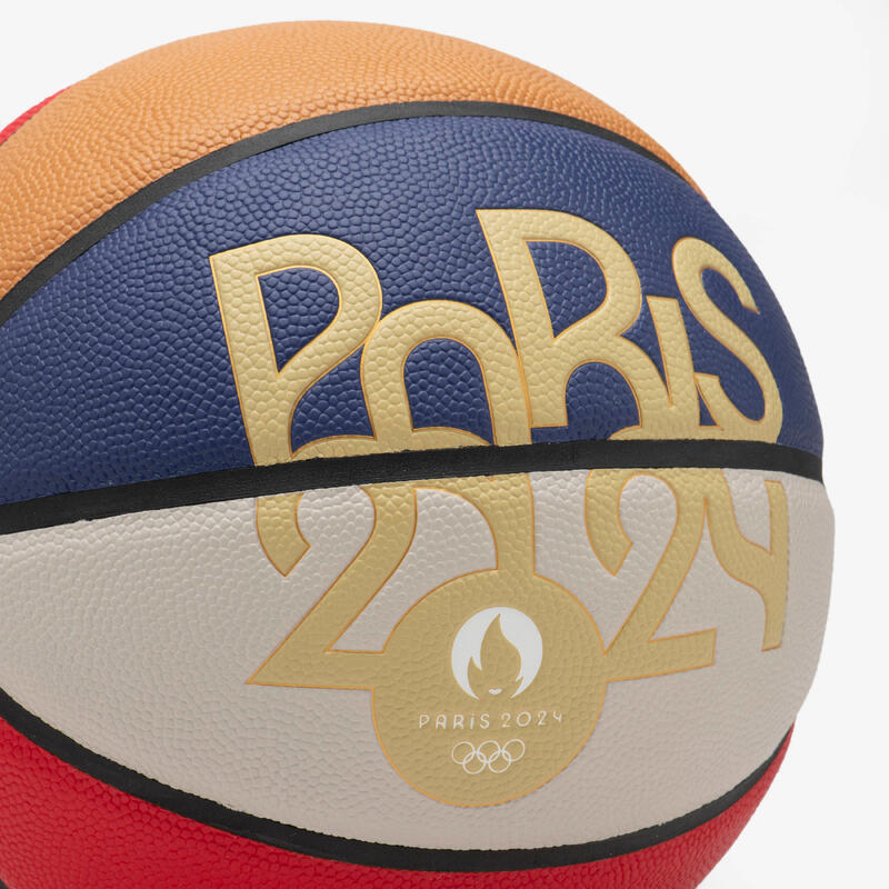 Ballon de basketball taille 7 - BT500 T7 bleu blanc rouge PARIS 2024