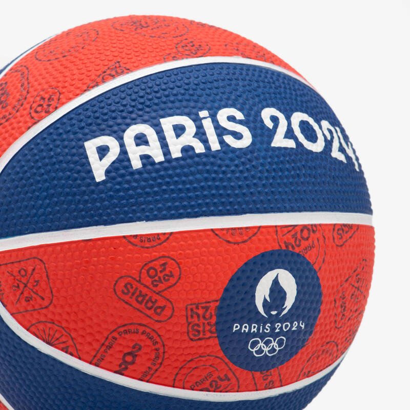 Ballon de basketball taille 1 - K100 Resist bleu rouge PARIS 2024