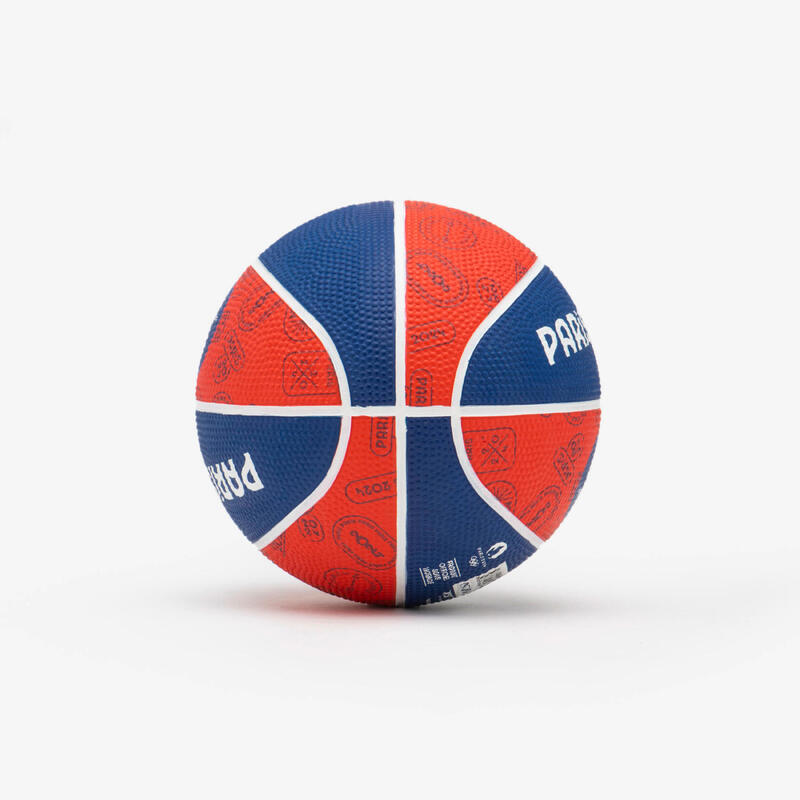 Ballon de basketball taille 1 - K100 Resist bleu rouge PARIS 2024