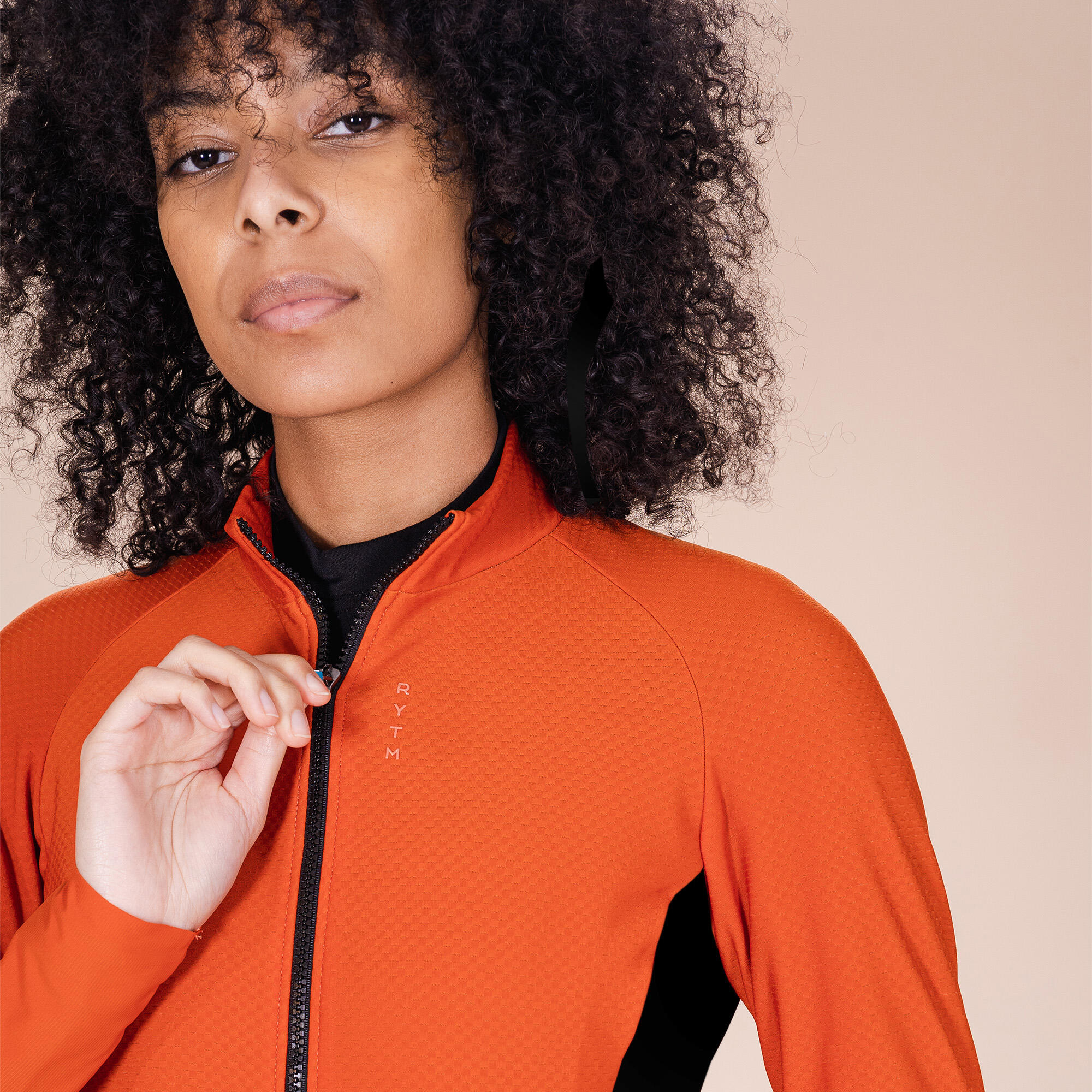 Fietsshirt voor dames Uptempo Winter met lange mouwen oranje 3/4
