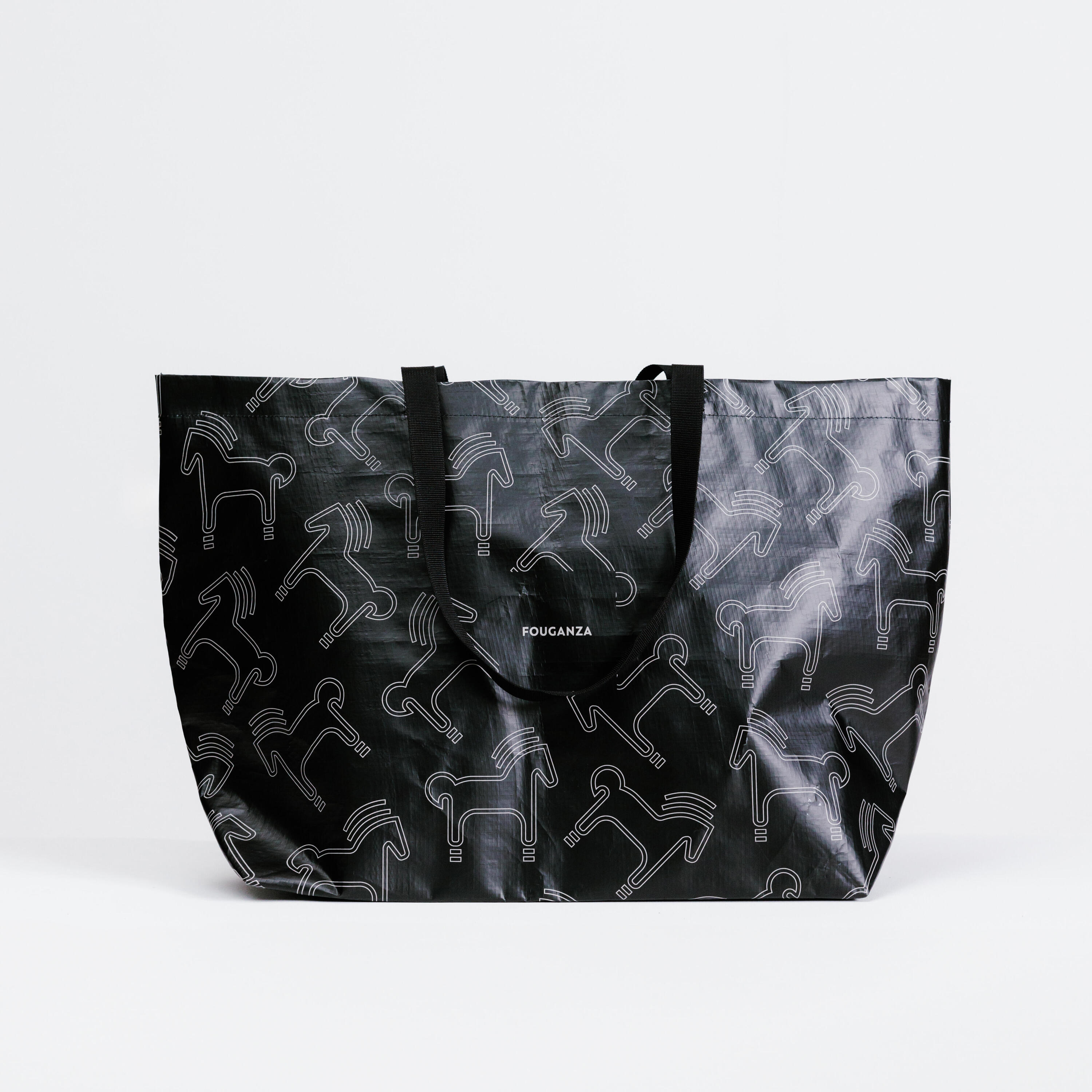 Horse Riding Tote Bag - Black and Beige Horses 1/1