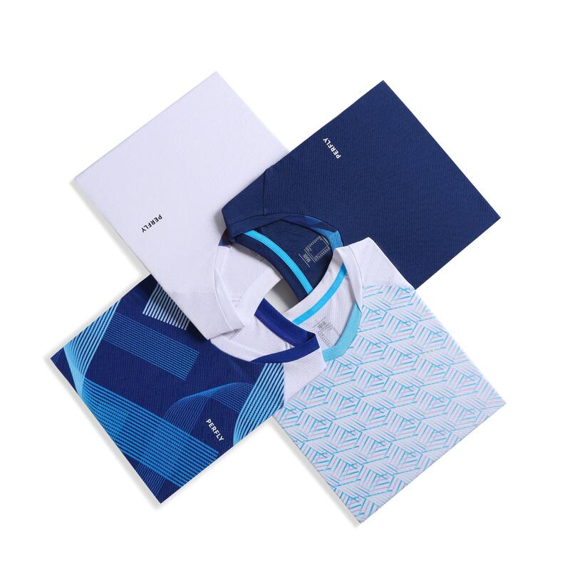 Badmintonshirt voor heren LITE 560 marineblauw aqua