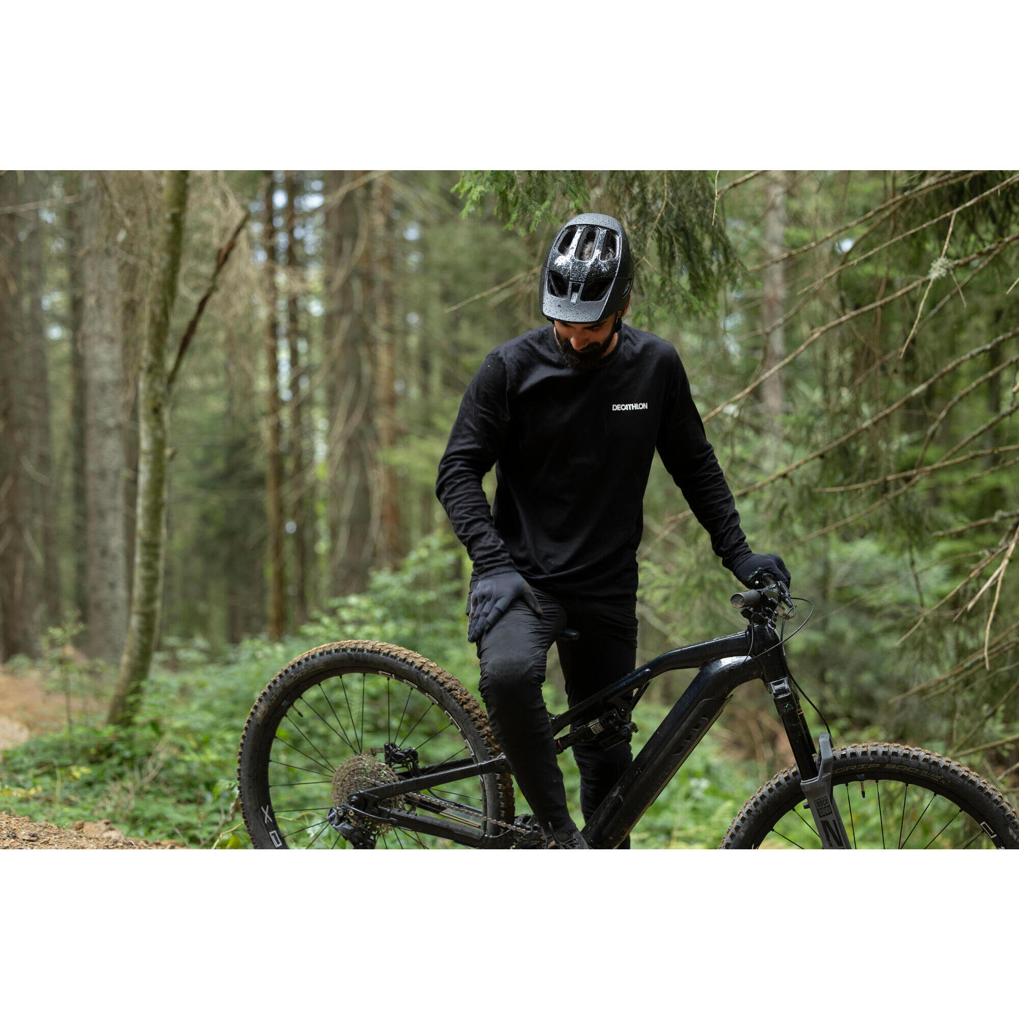 ROCKRIDER Pantalon ciclism MTB All Mountain Lejer i respirant Vreme cald Negru Unisex Decathlon