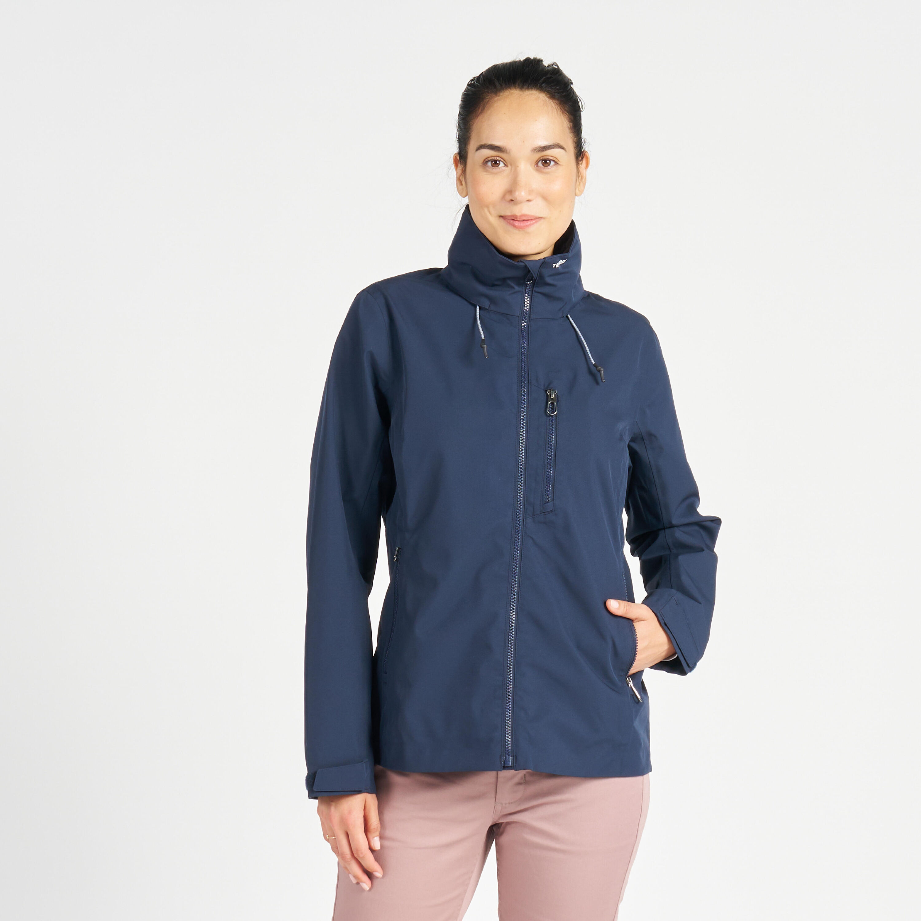 TRIBORD Women's sailing waterproof windproof jacket SAILING 300 - Navy Blue