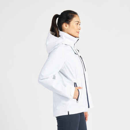 Women's sailing waterproof windproof jacket SAILING 300 - White