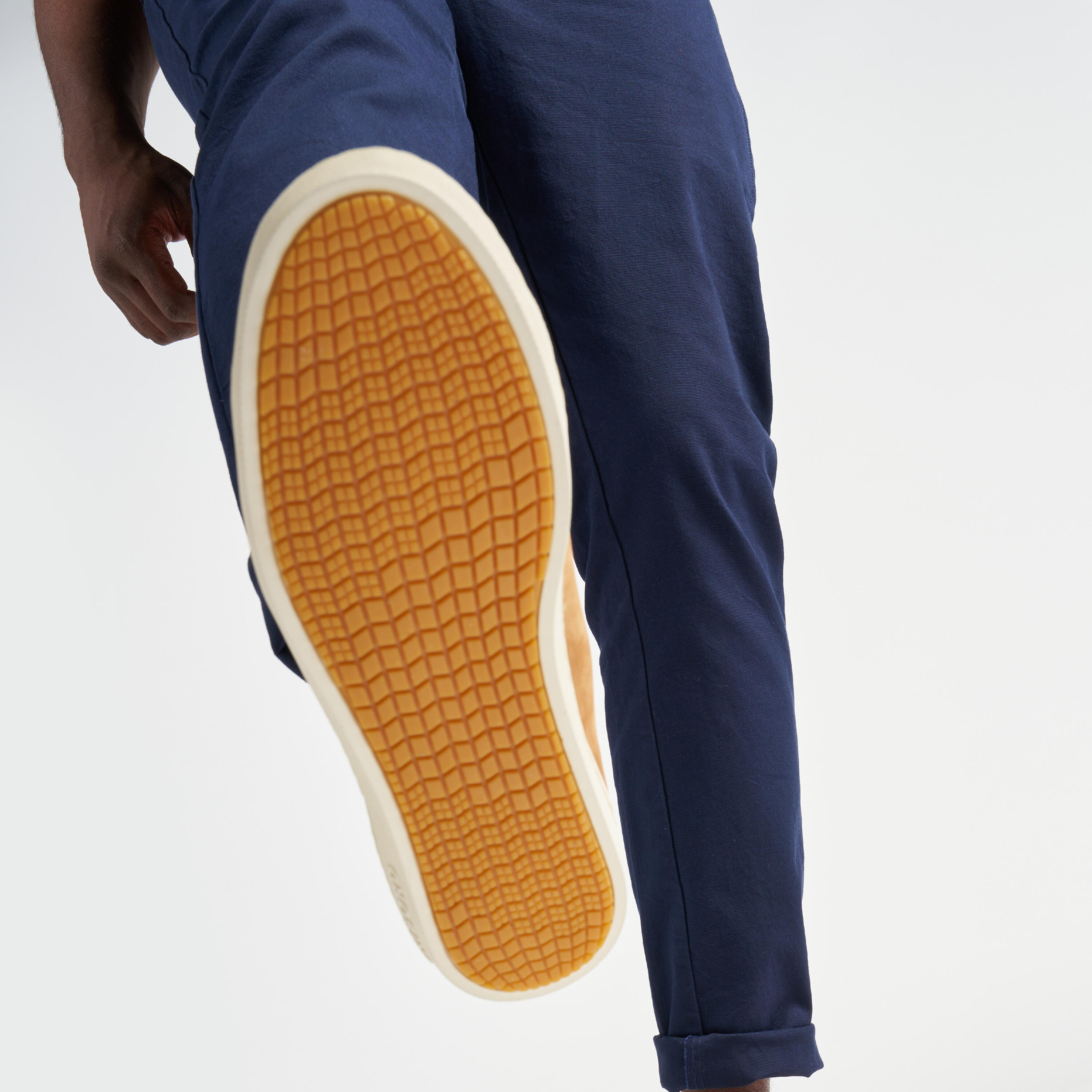 Chaussures bateau homme en cuir 500 low marron clair 8/10