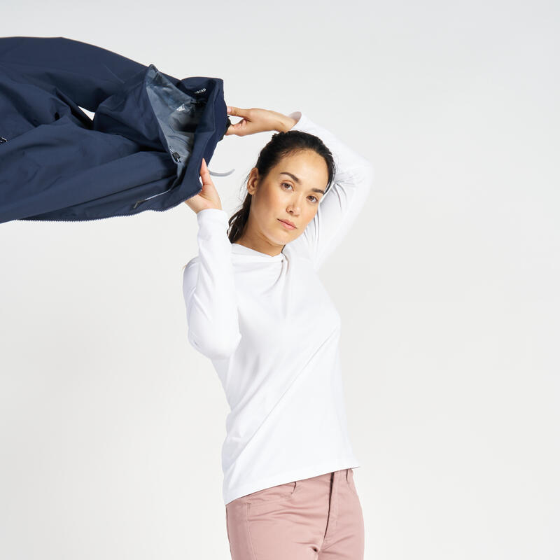 Veste imperméable coupe-vent de voile femme sailing 500 bleu marine