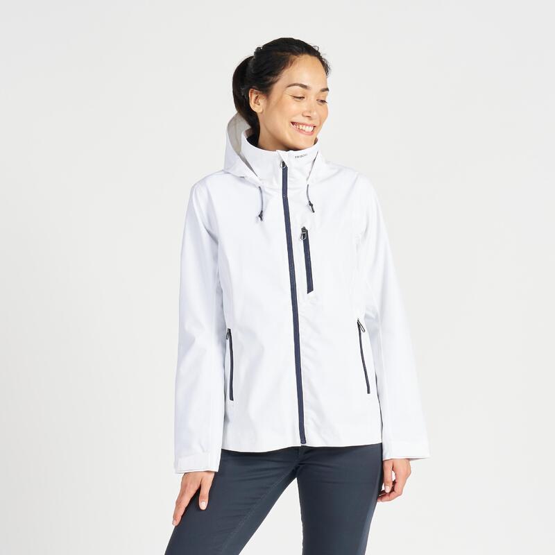 Regenjacke Segeln Damen wasserdicht winddicht - Sailing 300 weiss