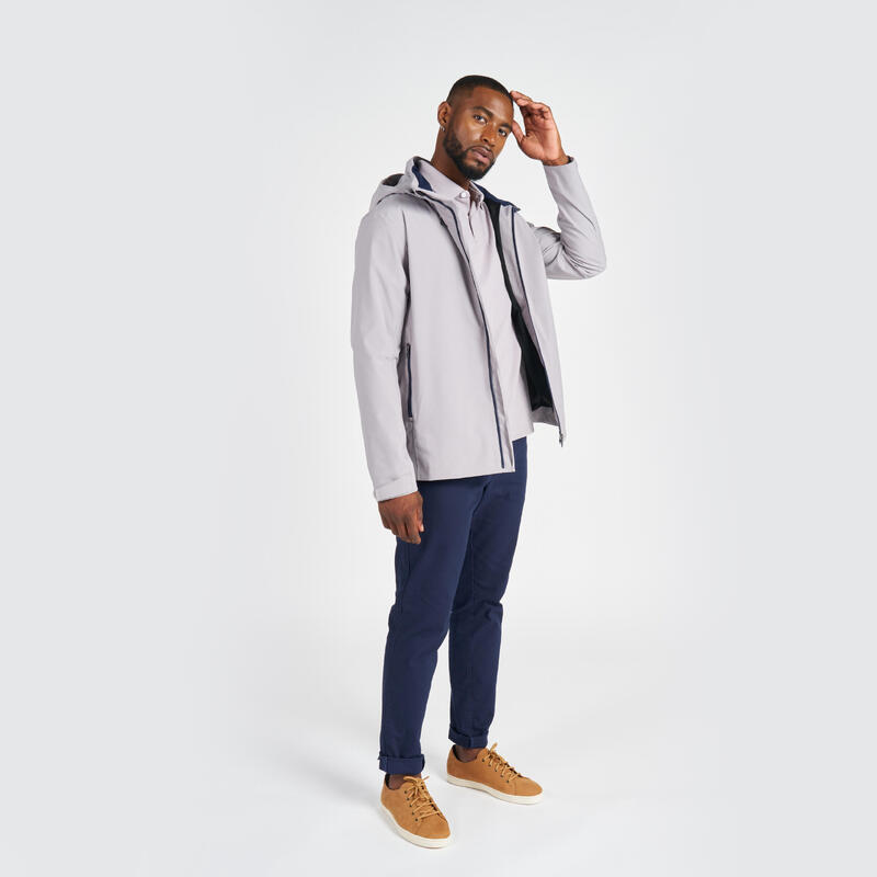 Veste de voile imperméable coupe vent Homme - Sailing 500 grise claire