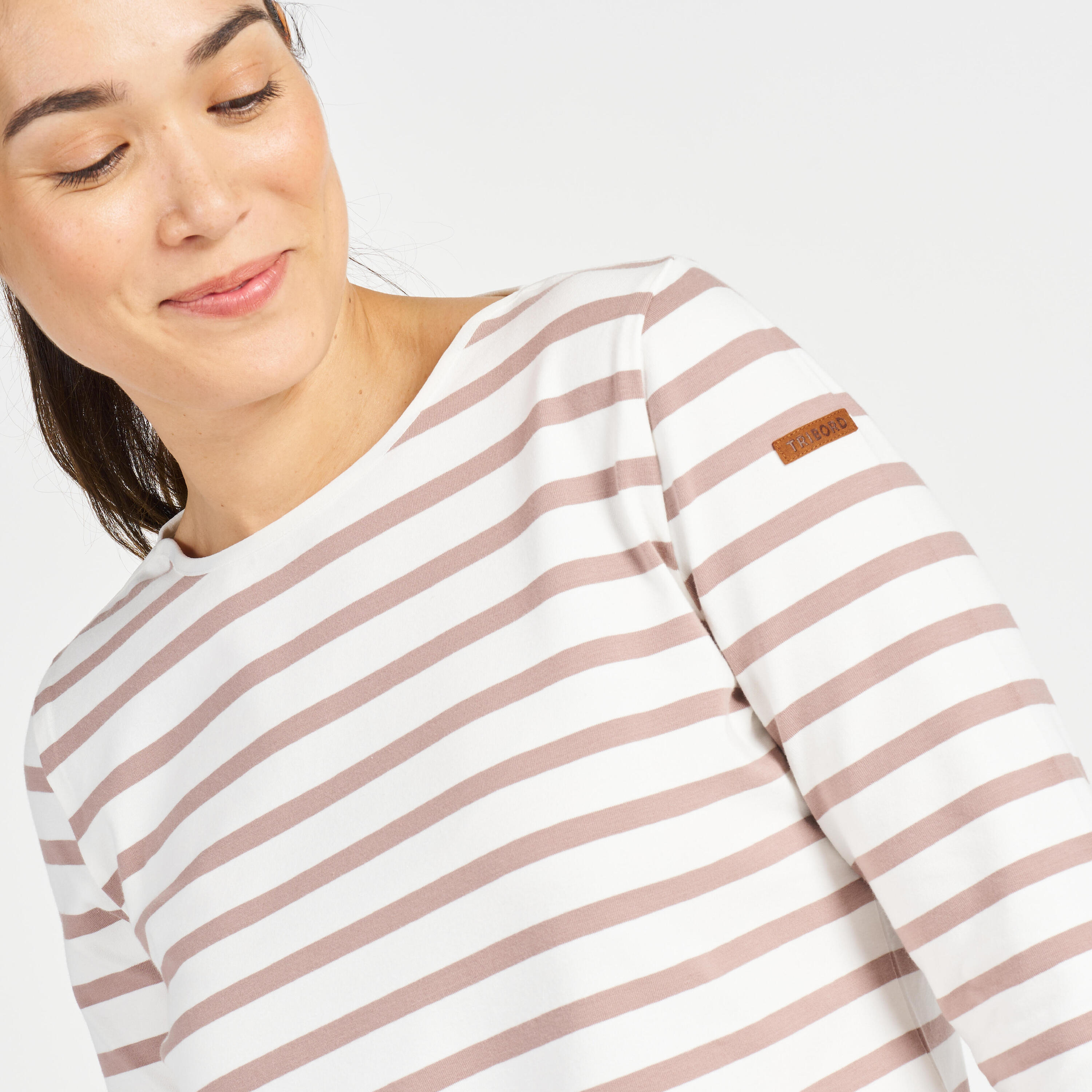 Streepjesshirt met lange mouwen voor zeilen dames Sailing 100 5/6