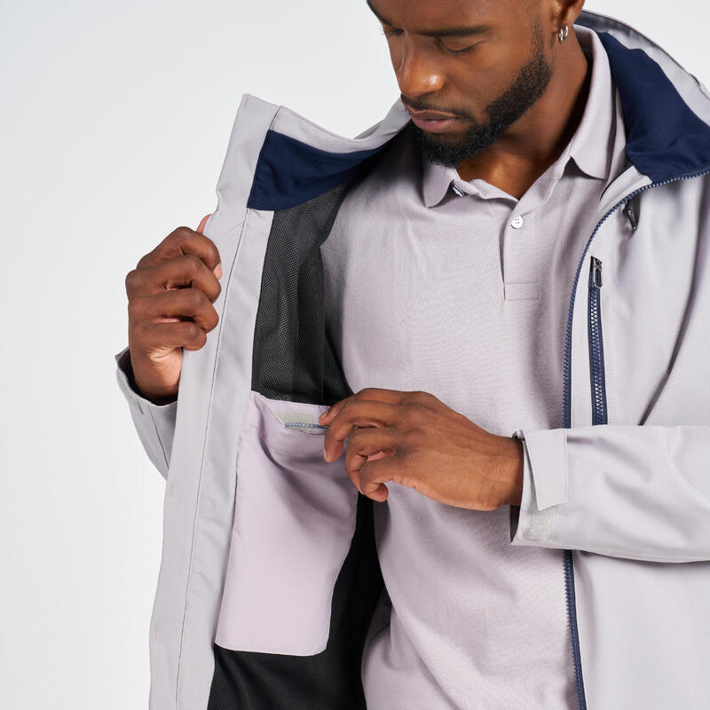Veste de voile imperméable coupe vent Homme - Sailing 500 grise claire