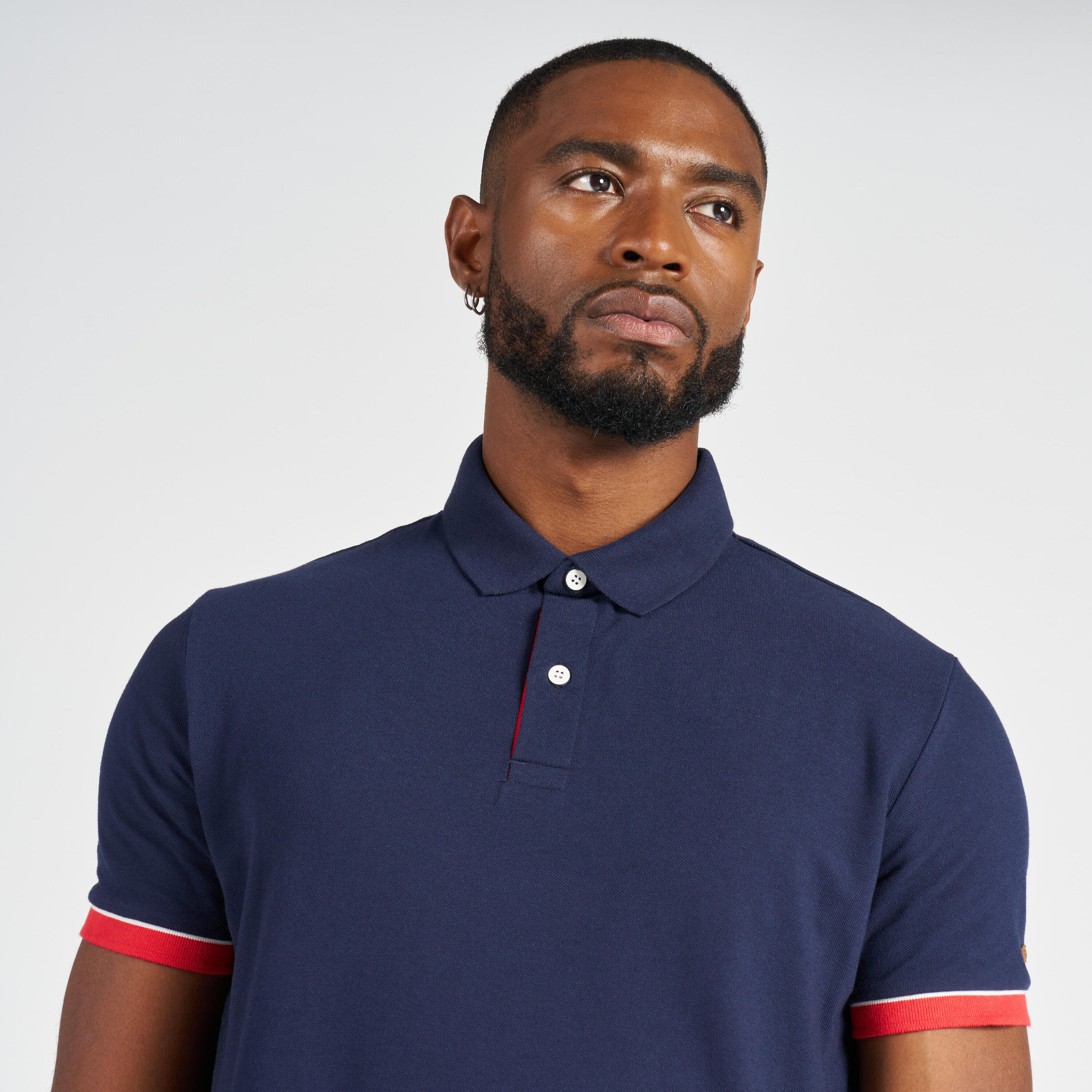 Polo barca uomo SAILING 100 blu-rosso 9/12