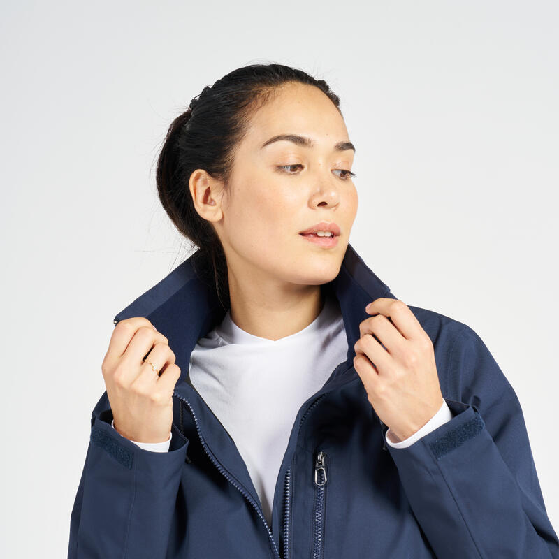 Veste imperméable coupe-vent de voile femme sailing 500 bleu marine