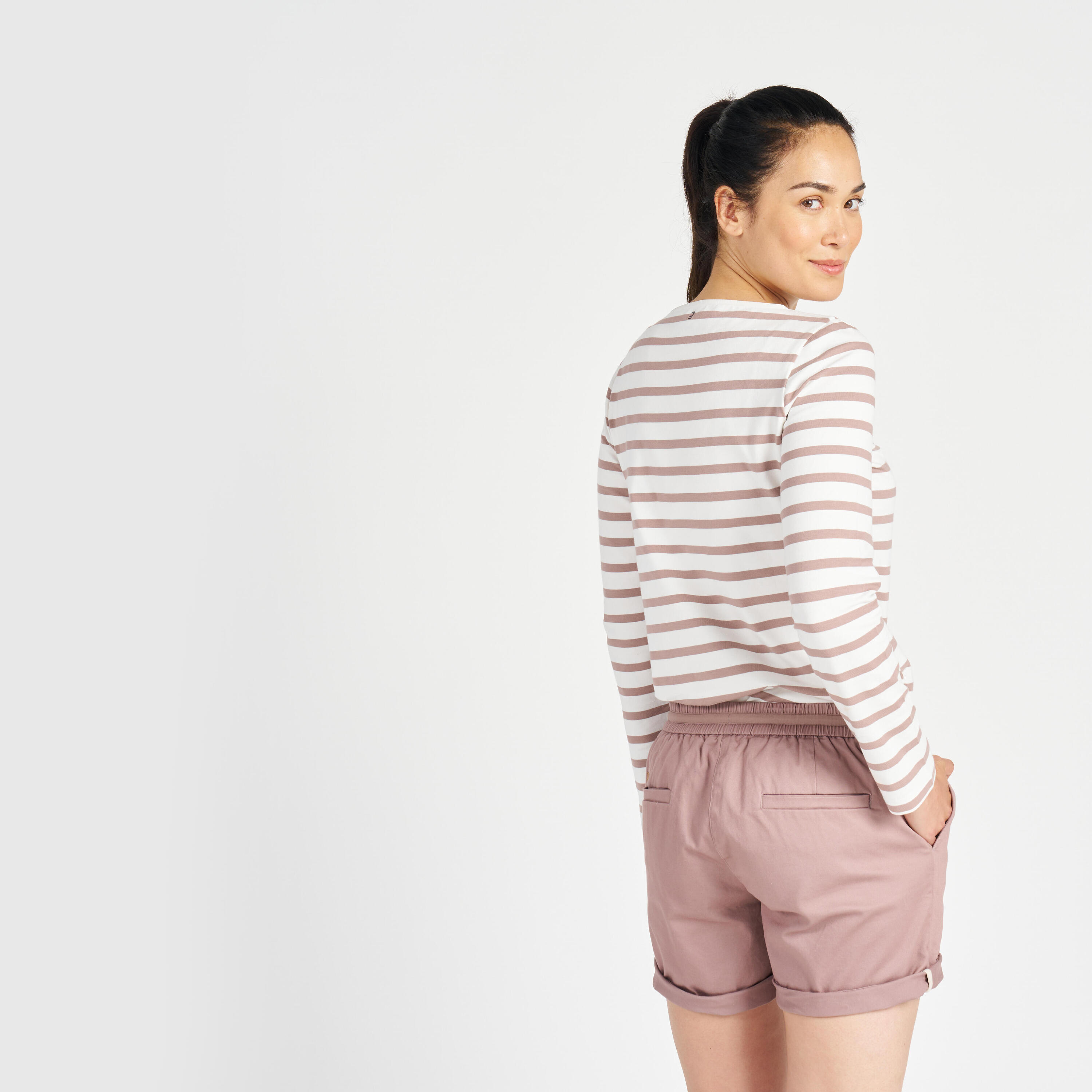 Maglia vela donna SAILING 100 marinara beige 4/9