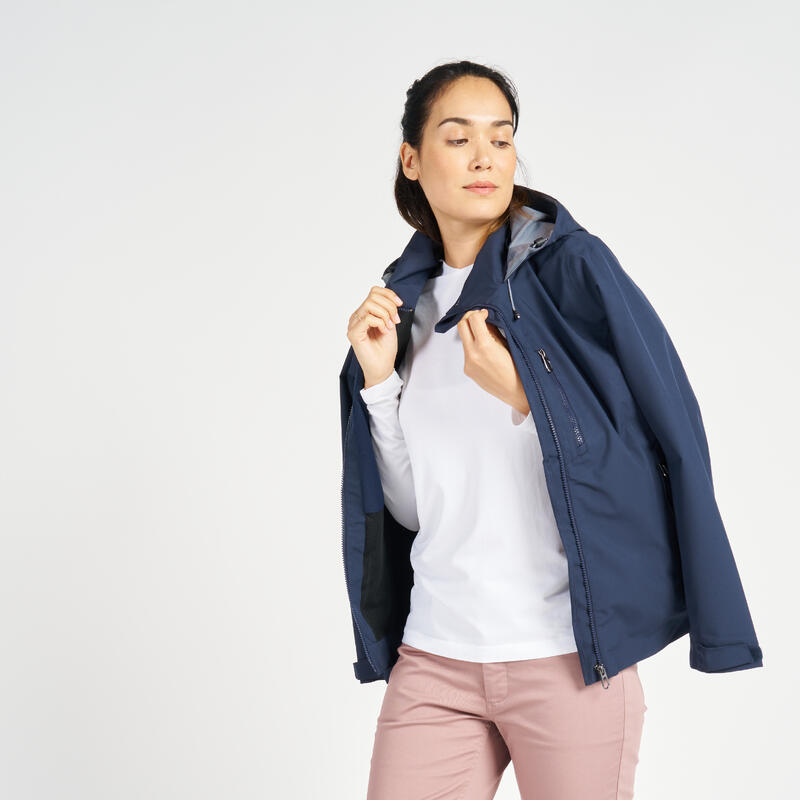 Veste imperméable coupe-vent de voile femme sailing 500 bleu marine