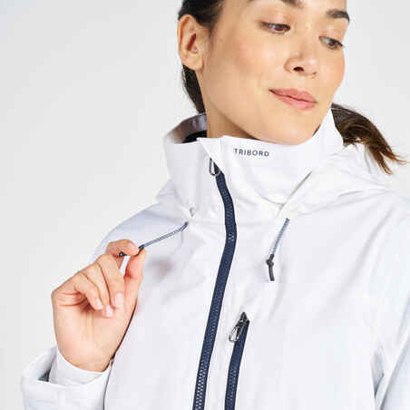 Women's sailing waterproof windproof jacket SAILING 300 - White