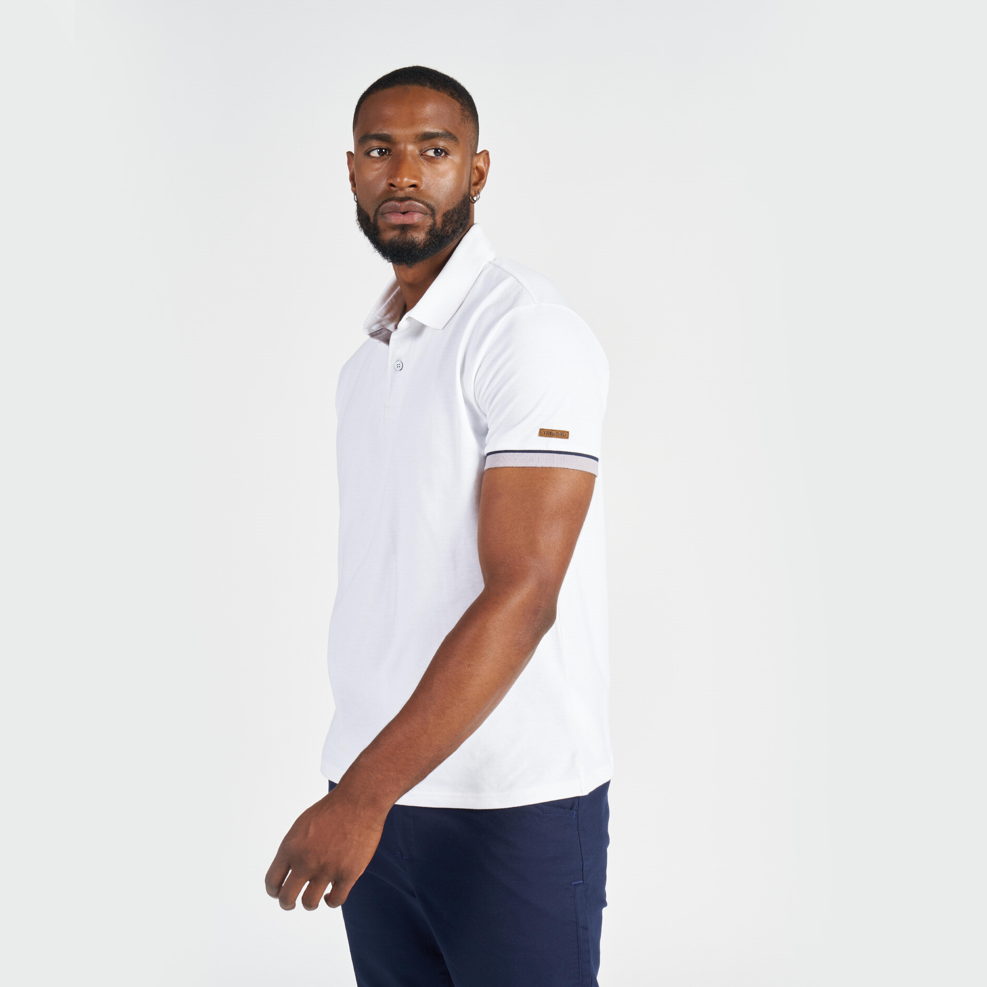 DECATHLON Pánska jachtárska polokošeľa Sailing 100 s krátkym rukávom bielo-sivá 2XL · záber 4