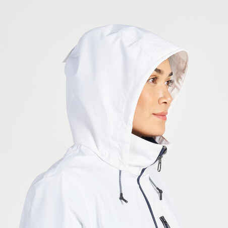 Women's sailing waterproof windproof jacket SAILING 300 - White