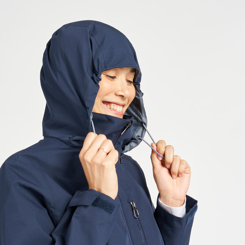 Veste imperméable coupe-vent de voile femme sailing 500 bleu marine