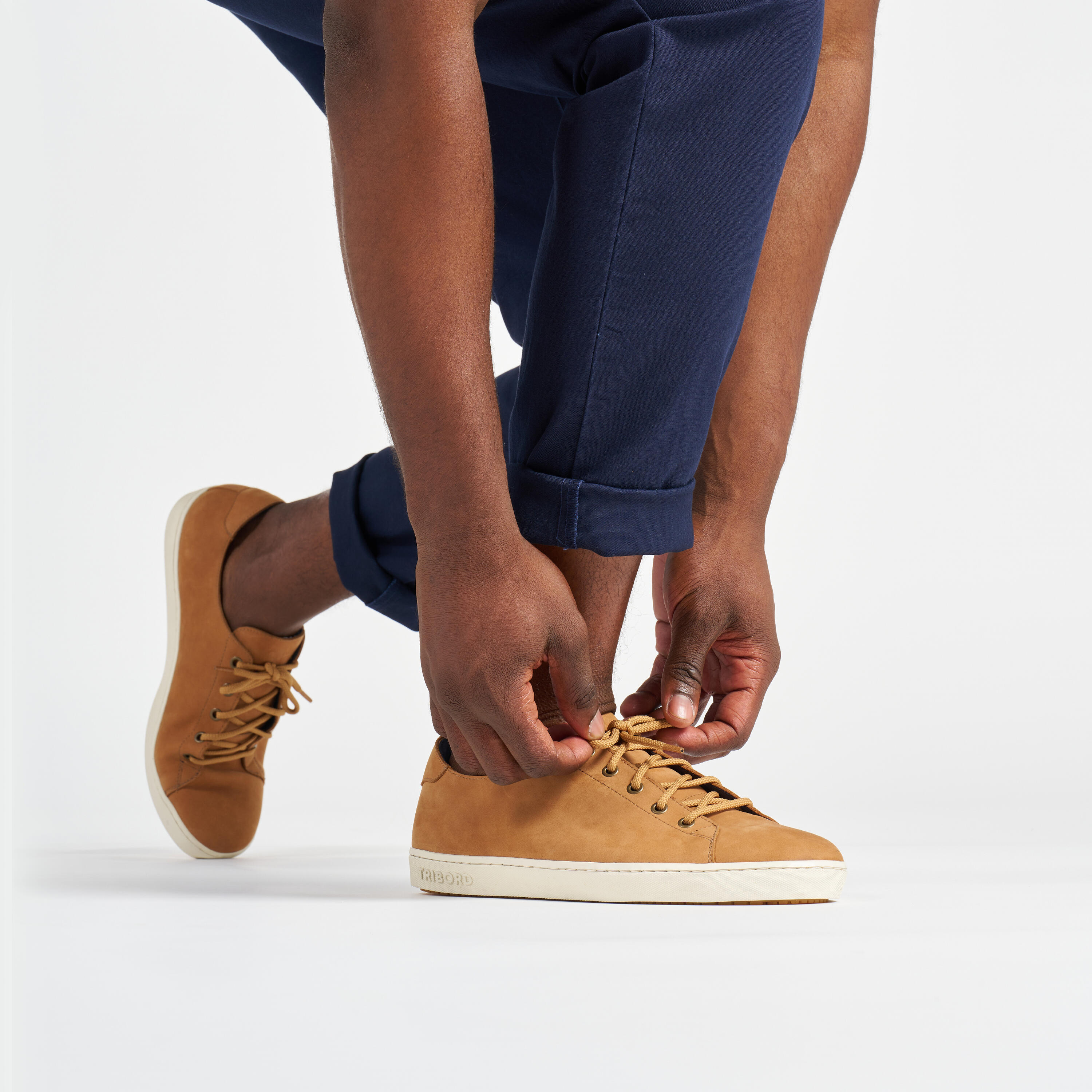 Chaussures bateau homme en cuir 500 low marron clair 4/10