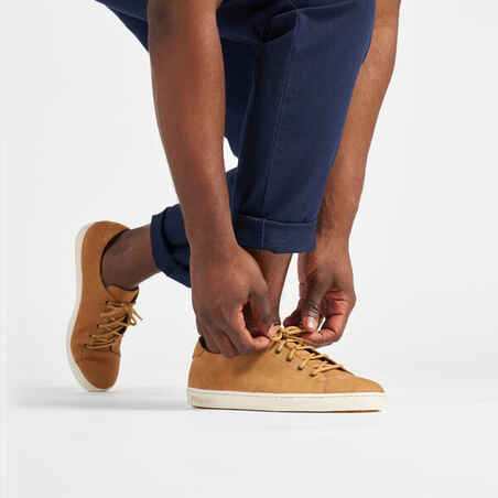 Vyriški odiniai žemaauliai neperšlampantys buriavimo batai „500“, šviesiai rudi