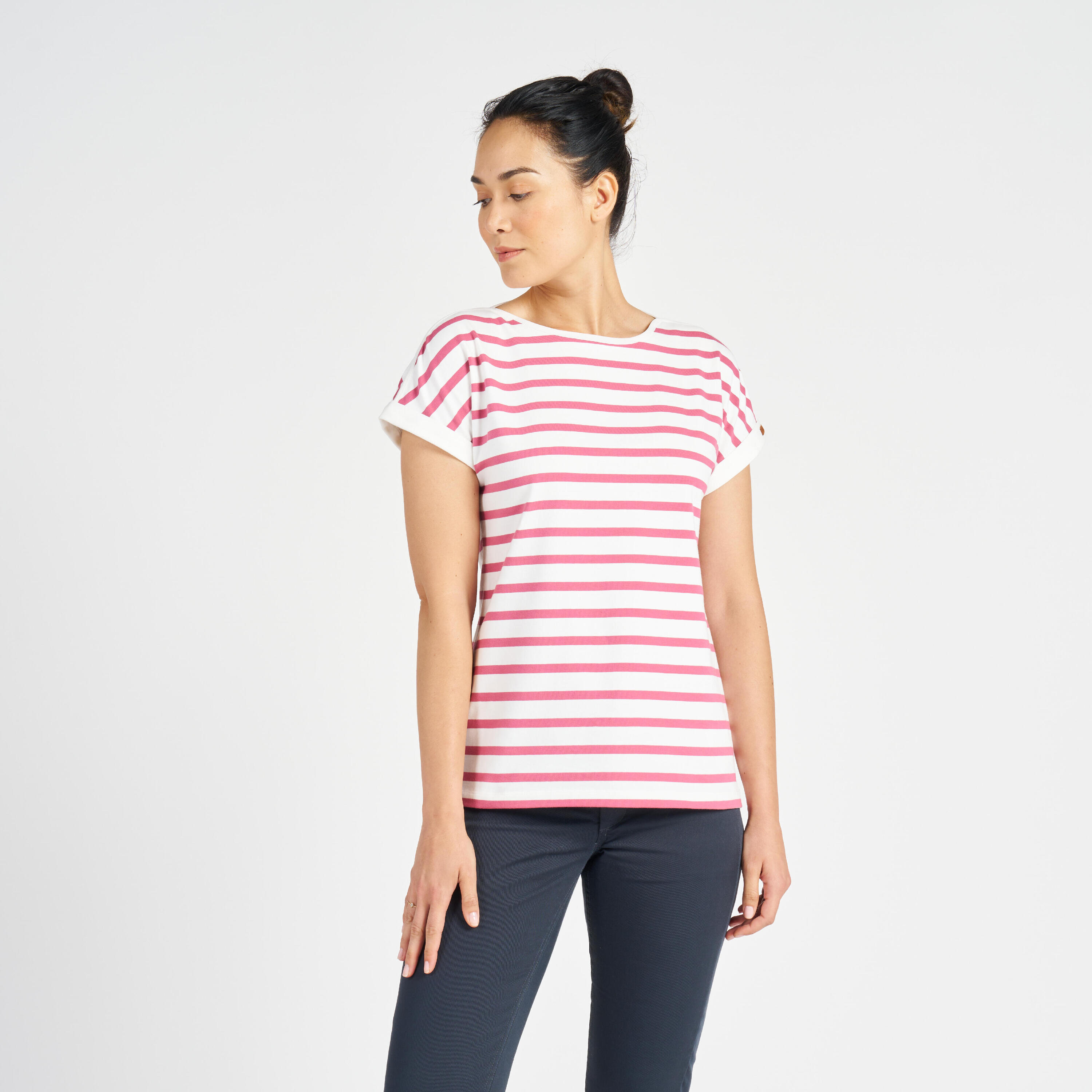 Women's Sailing Short-Sleeved T-Shirt Sailing 100 - Beige Pink 3/9
