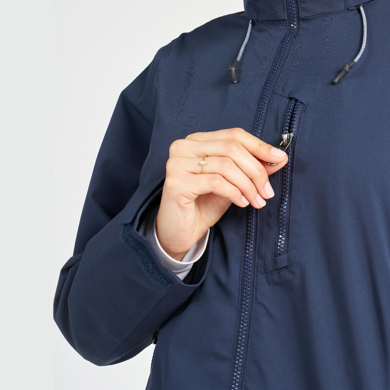 Veste imperméable coupe-vent de voile femme sailing 500 bleu marine