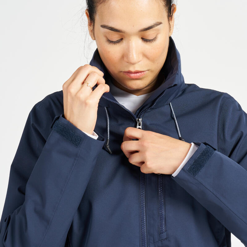 Veste imperméable coupe-vent de voile femme sailing 500 bleu marine