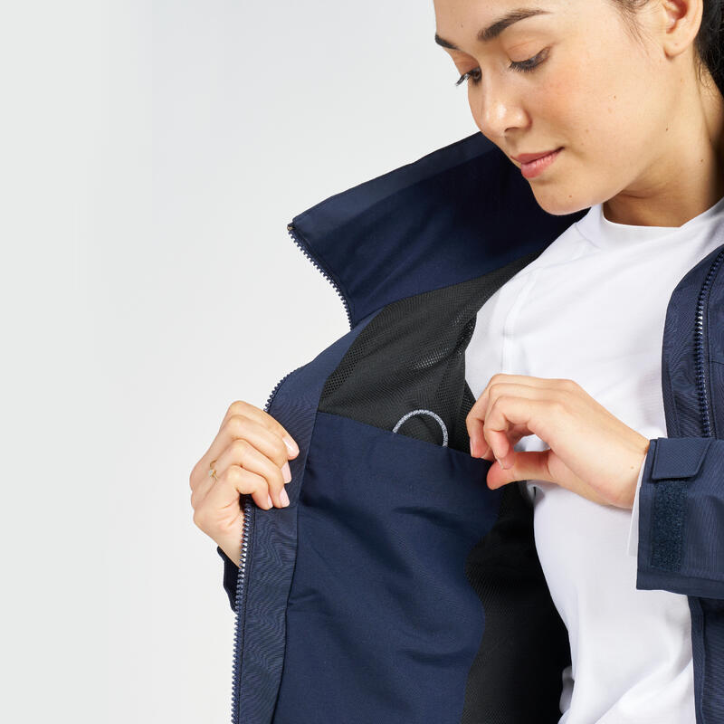 Veste imperméable coupe-vent de voile femme sailing 500 bleu marine