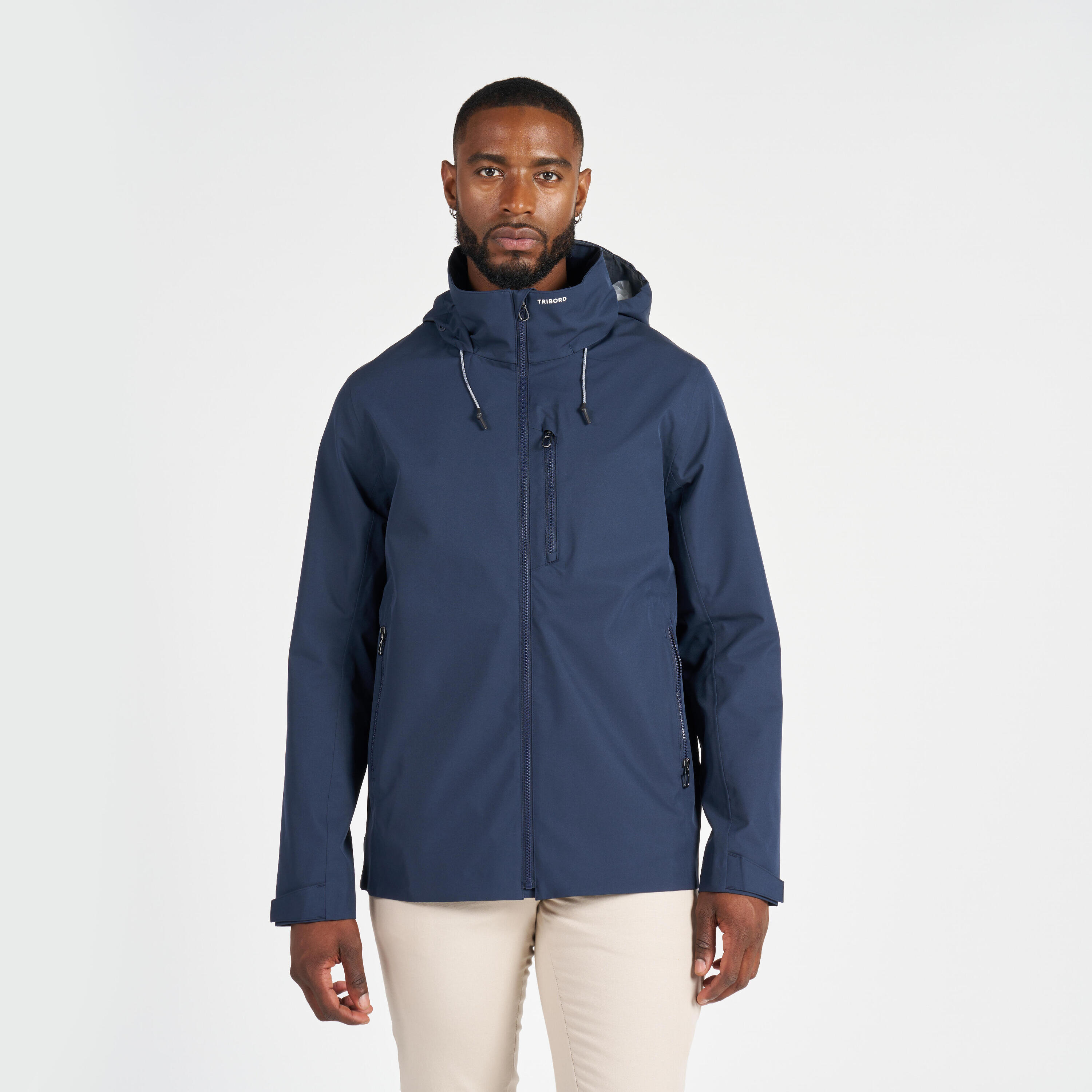 TRIBORD Men's sailing waterproof windproof jacket SAILING 300 Navy blue