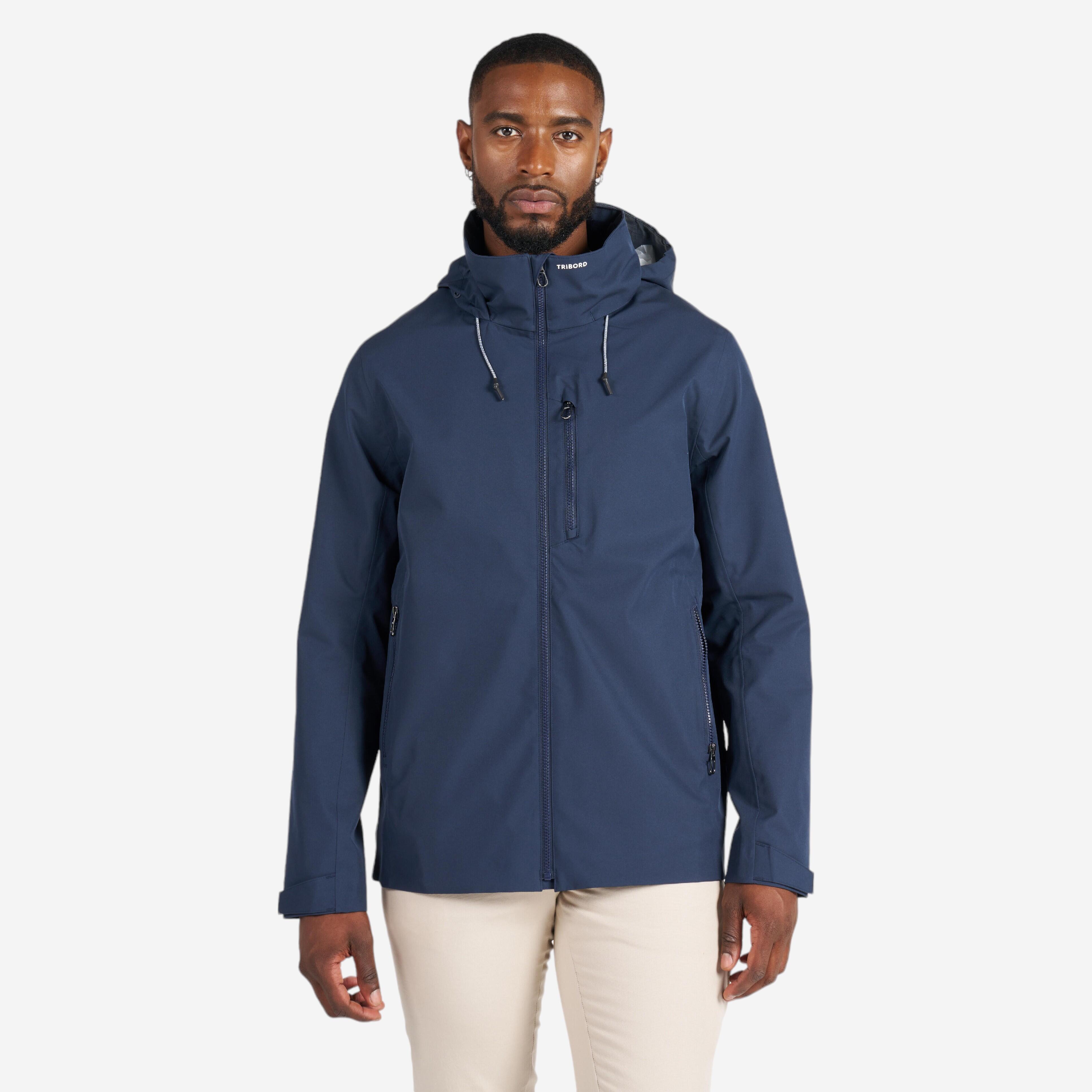 Chaqueta Impermeable Cortavientos Hombre Sailing 300 Gris Capucha Amarilla Decathlon