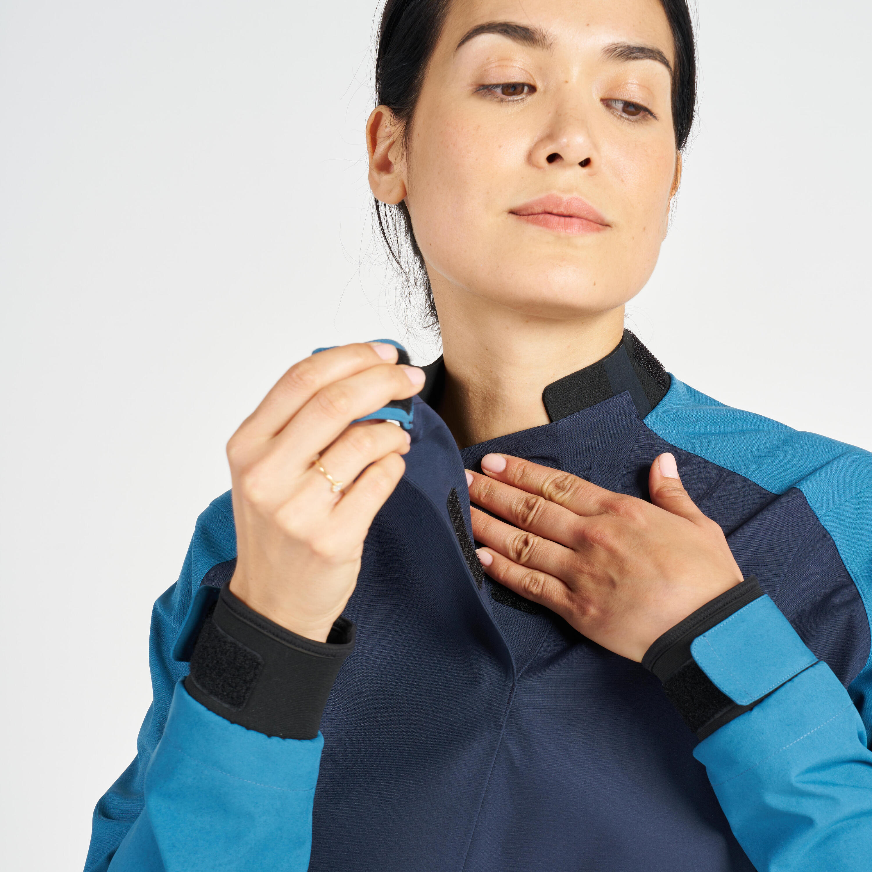 Chaqueta Vela/Kayak 500 Mujer Azul Cortavientos 4/16