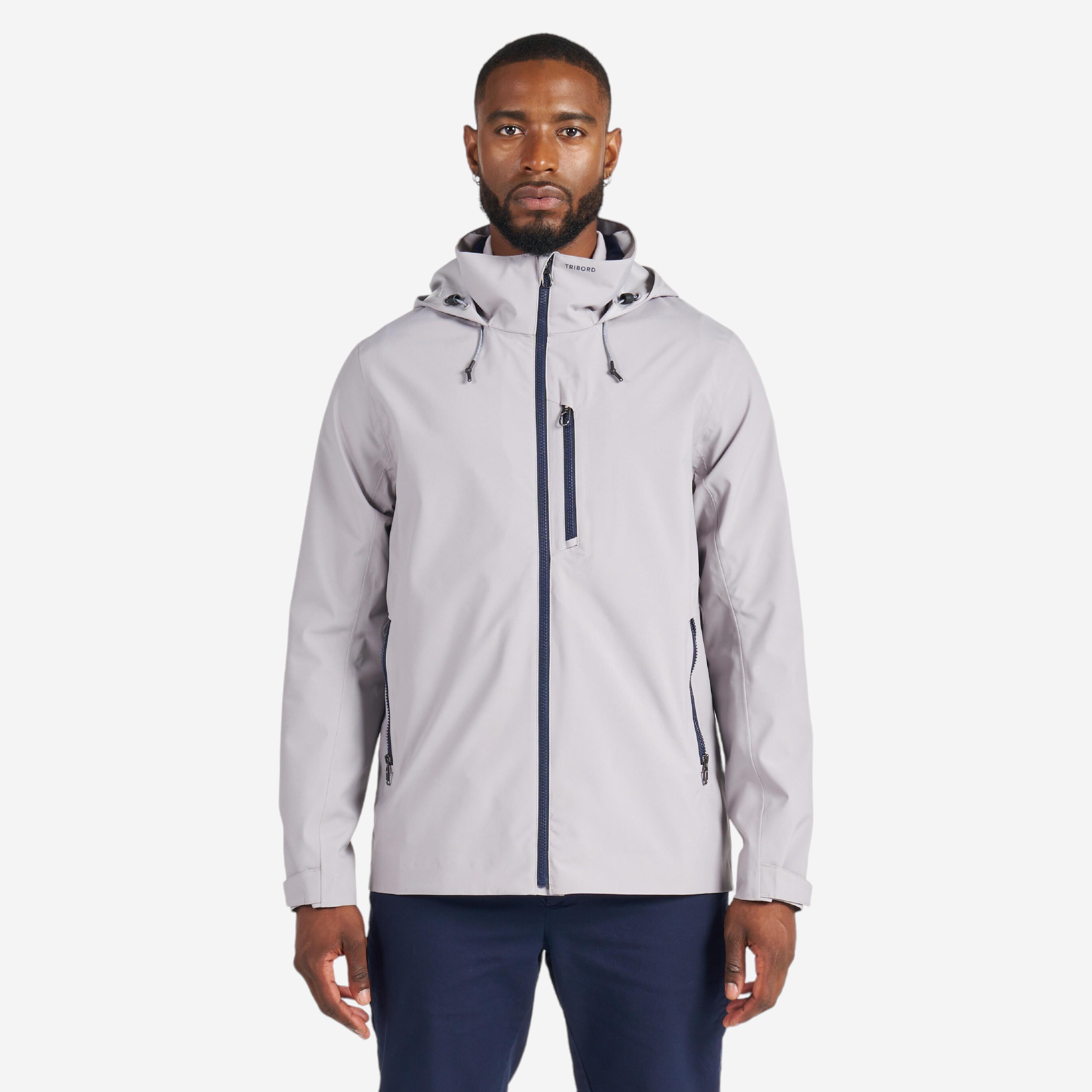 Men s sailing waterproof jacket Sailing 300 light grey TRIBORD Decathlon