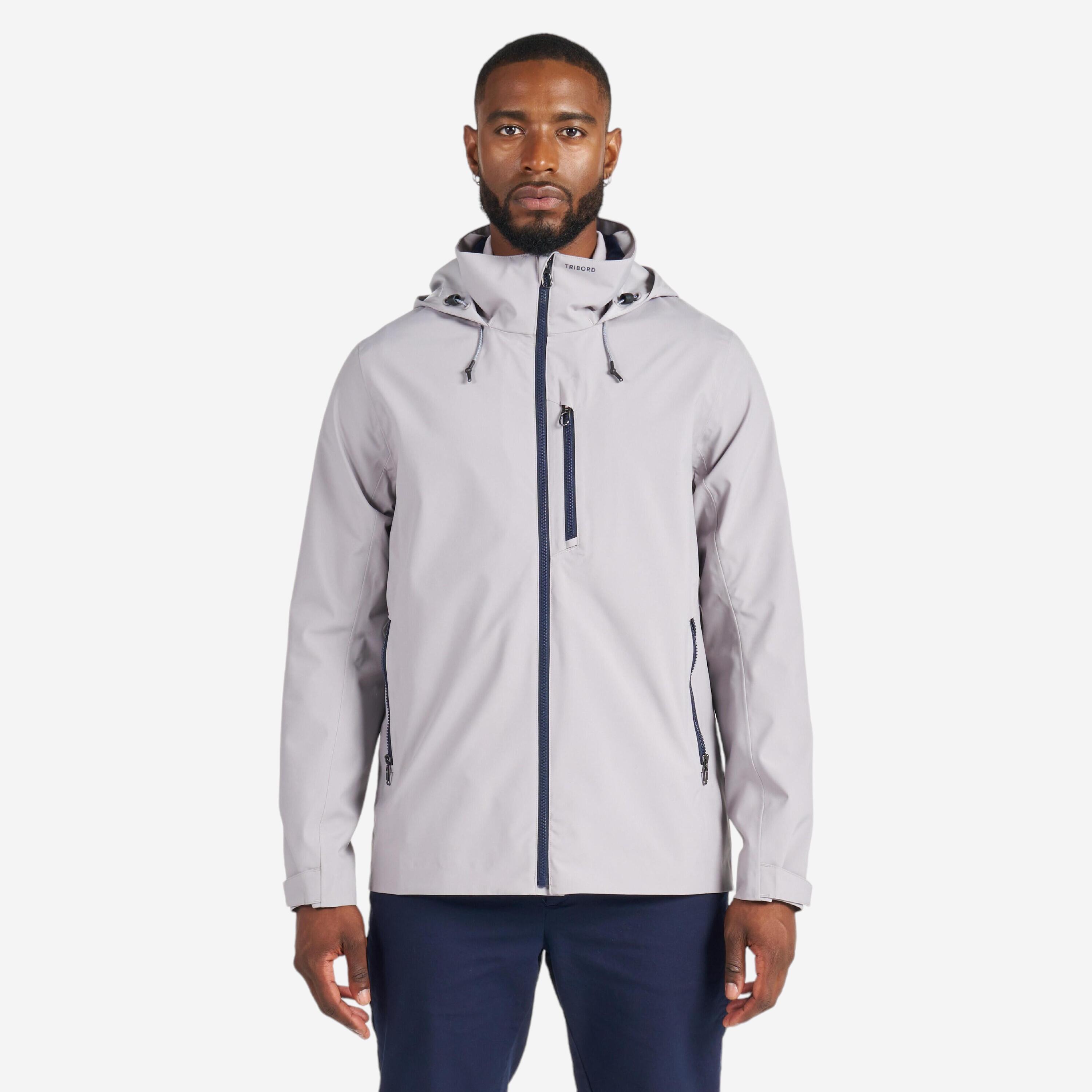 TRIBORD Men’s sailing waterproof windproof jacket - Sailing 500 light grey
