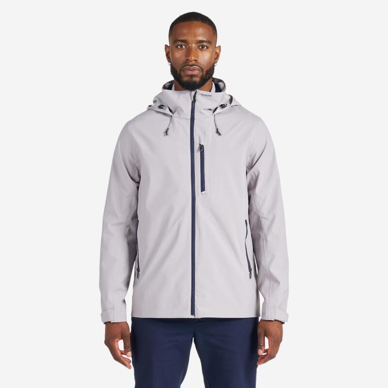 Veste de voile imperméable coupe vent Homme - Sailing 500 grise claire