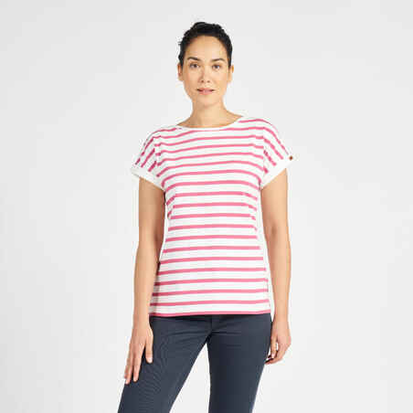 Women's Sailing Short-Sleeved T-Shirt Sailing 100 - Beige Pink