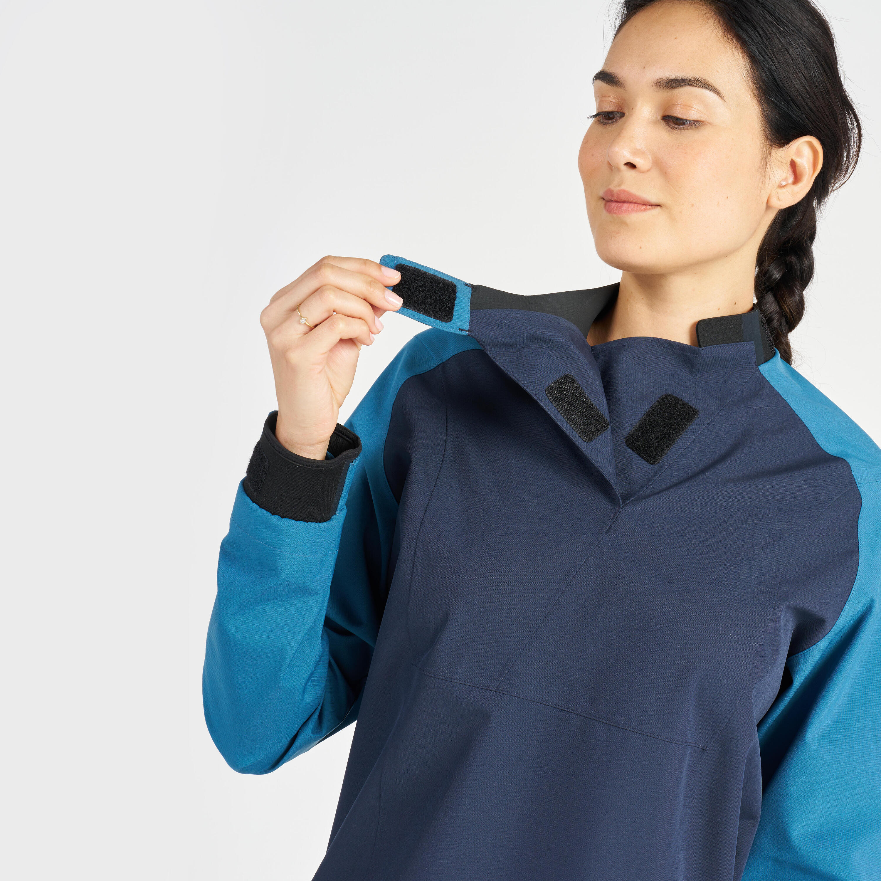 Chaqueta Vela/Kayak 500 Mujer Azul Cortavientos 3/16