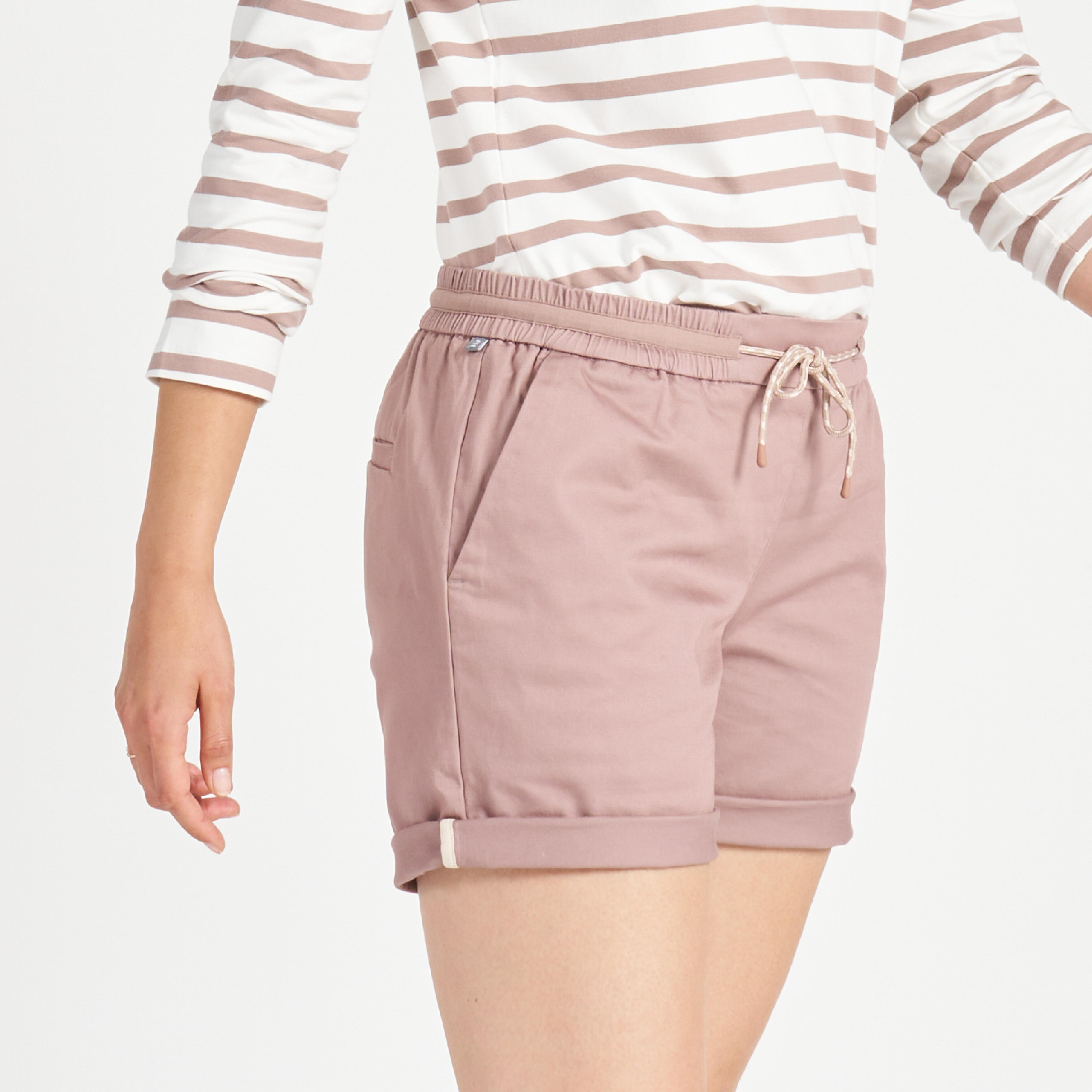 Women's sailing shorts SAILING 100 Taupe rosé