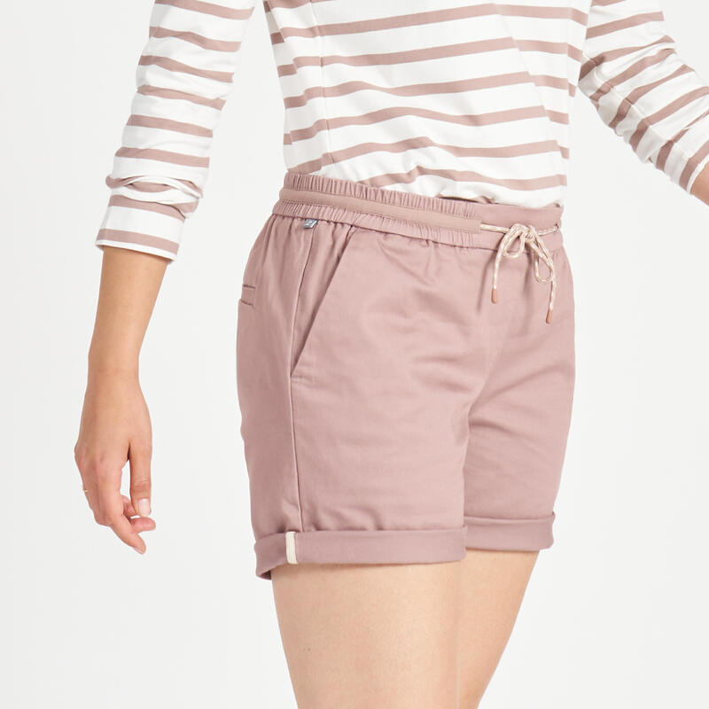 Zeilshort voor dames SAILING 100 taupe roze