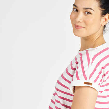 Women's Sailing Short-Sleeved T-Shirt Sailing 100 - Beige Pink