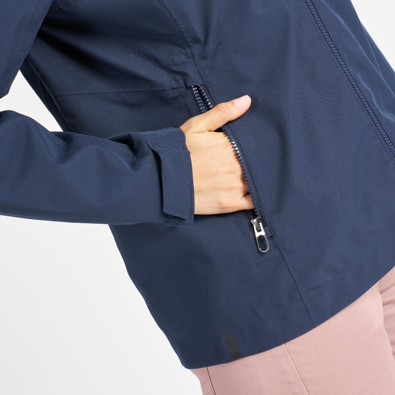 Veste imperméable coupe-vent de voile femme sailing 500 bleu marine