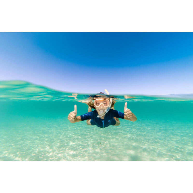 Snorkelset voor kinderen duikbril en snorkel 100 met ventiel abrikooskleur