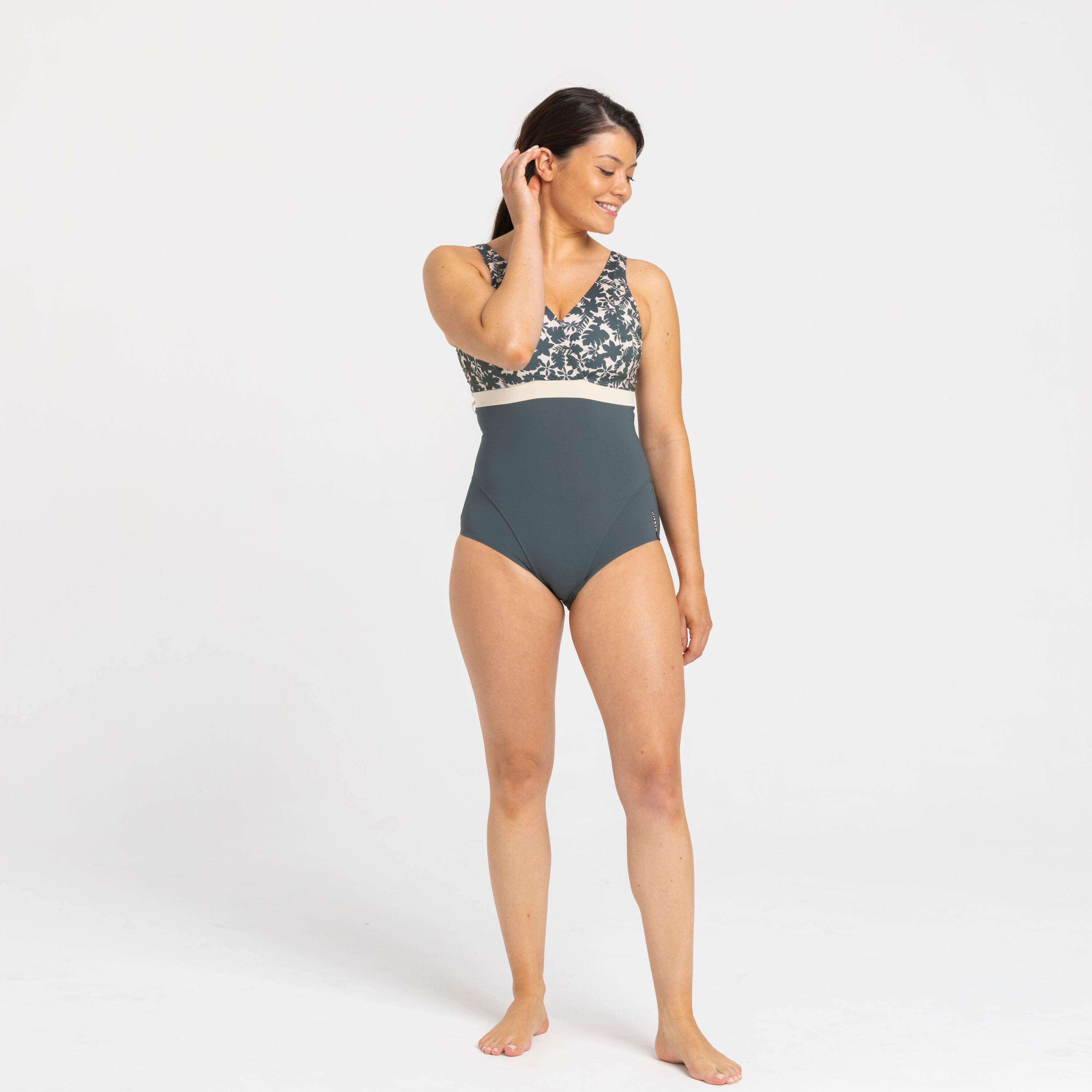 Women's 1-piece Swimsuit Mia Palm Beige Khaki Cup size D/E 6/6
