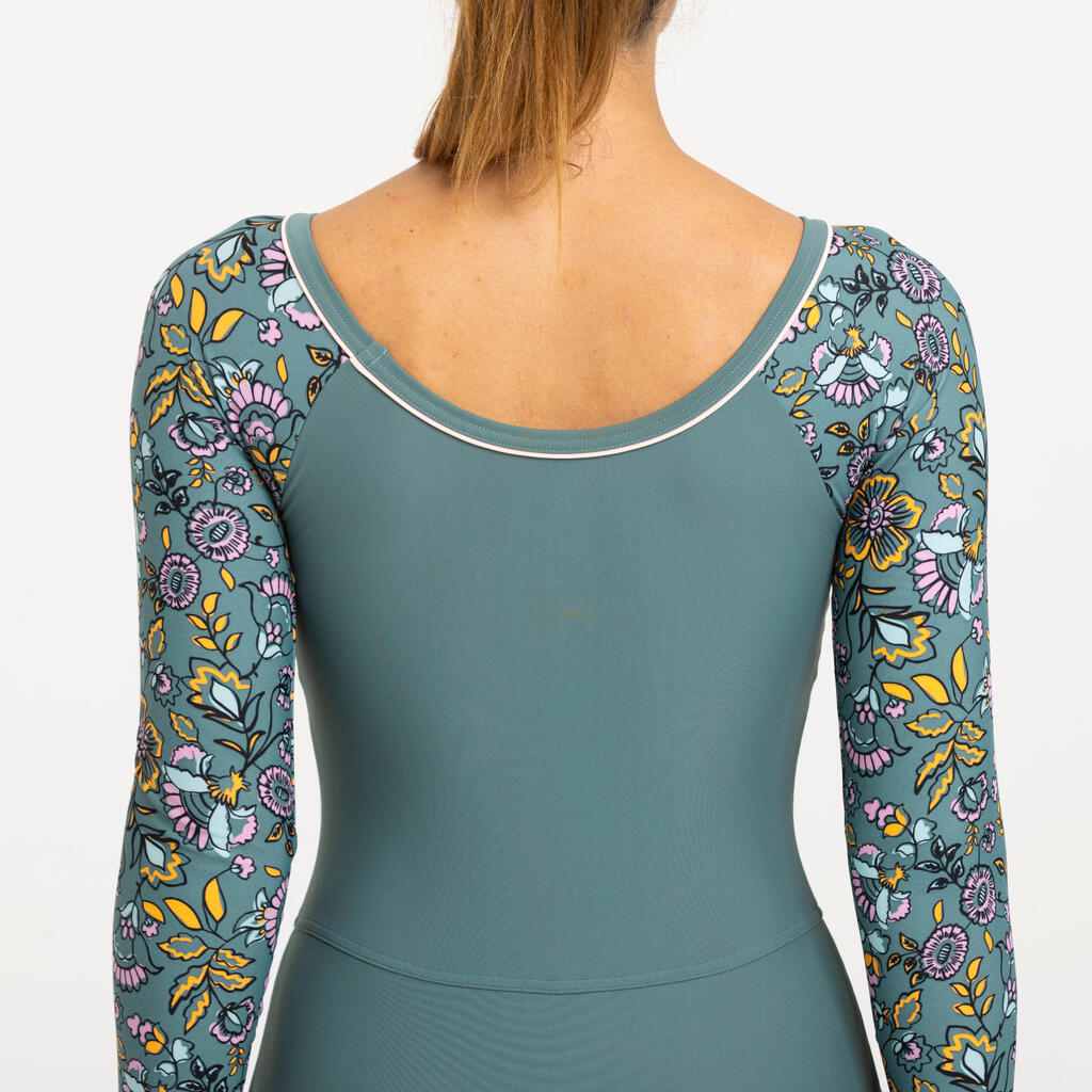 Maillot de Bain de Natation Femme 1 Pièce Una sleeve Bleu foncé