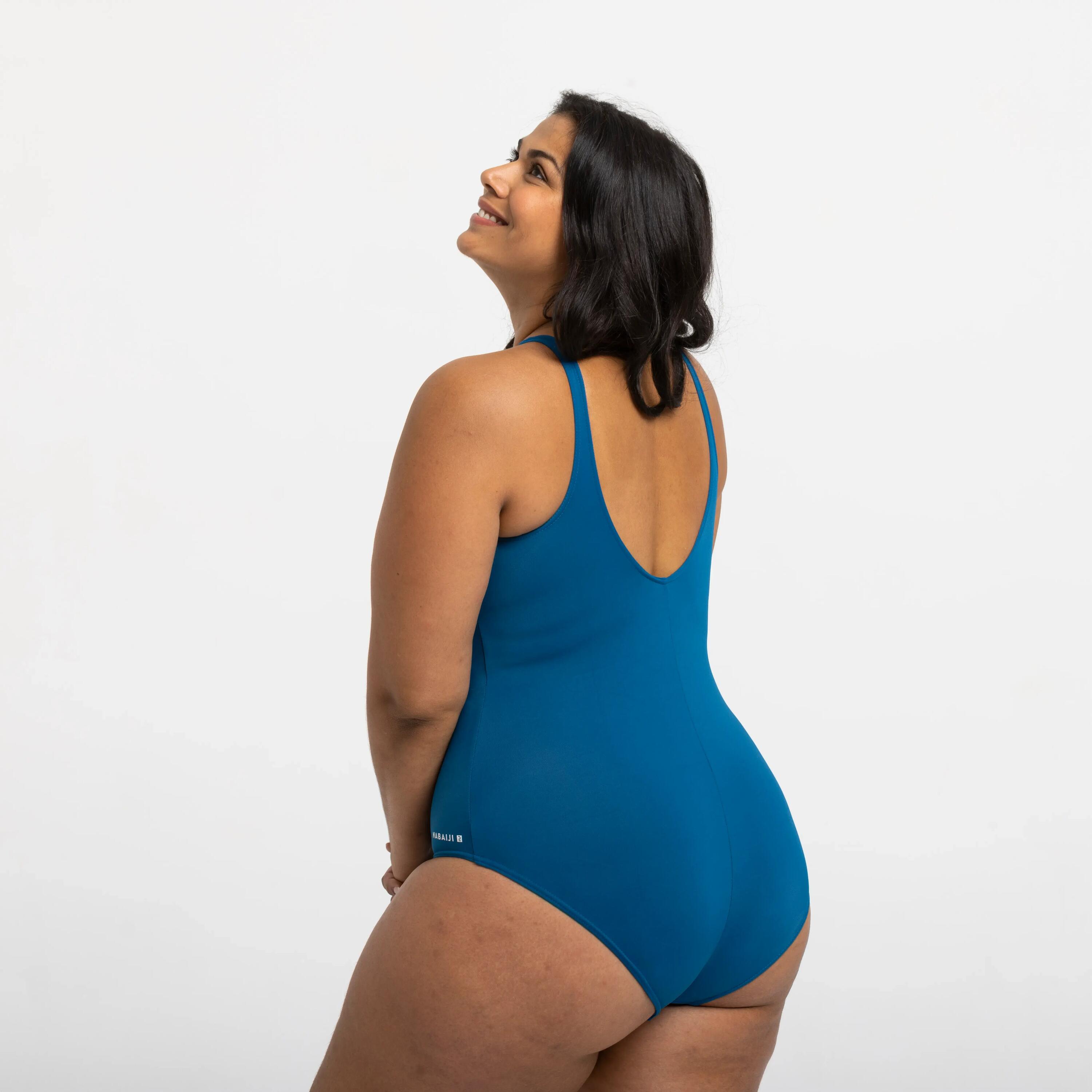 Vestido de baño enterizo de natación para Mujer 100 - Azul 3/4
